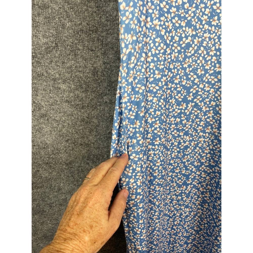 Anrabess Maxi‎ Dress Women L Blue Floral NEW Sleeveless Slit Pockets Summer - Picture 8 of 10